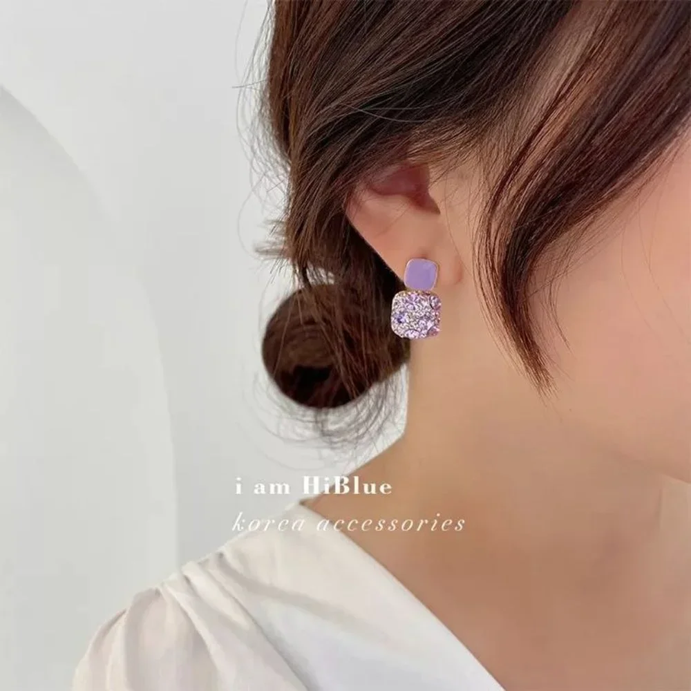 Will restock..Purple Square Stud Earrings - Picture 2 of 4